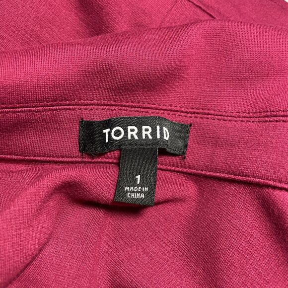 Torrid Moto Cropped Vest Full Zip Pockets Biker Jacket Beet Red Size 1 1X 14-16 - Picture 8 of 10